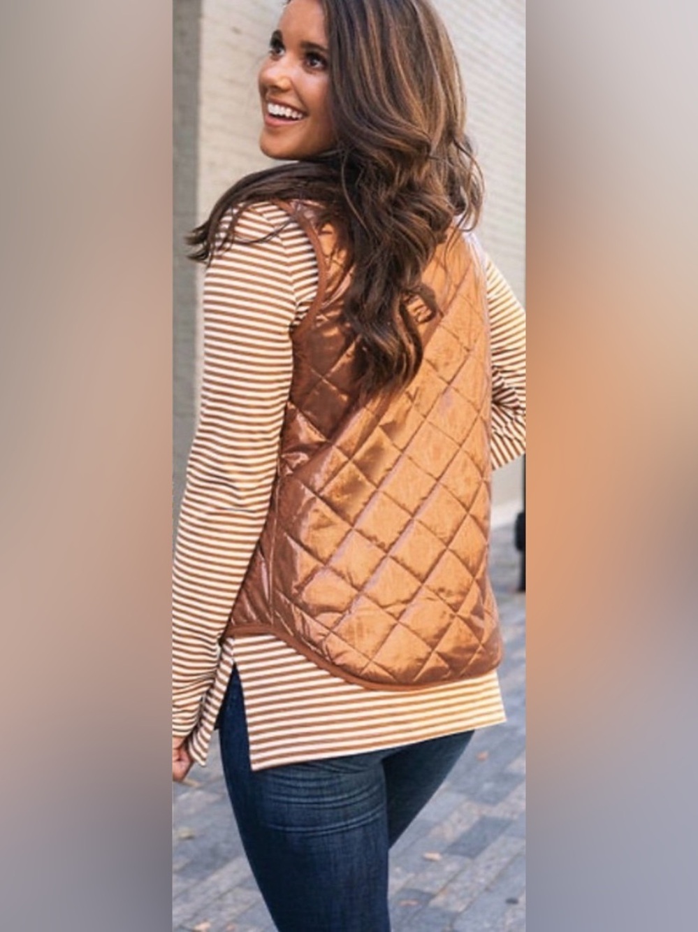 Shimmer Quilted Vest in Copper